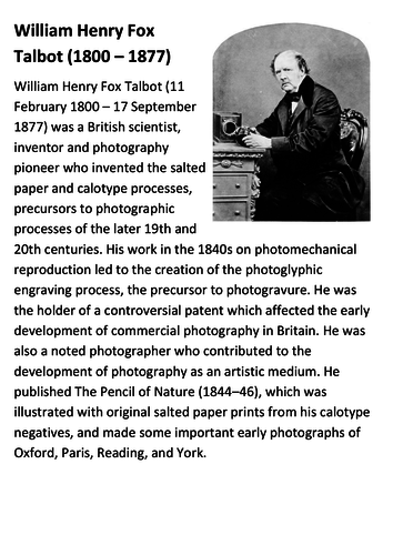 Henry Fox Talbot Handout