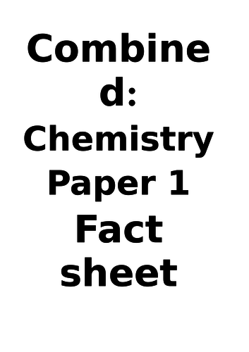 AQA Trilogy: Chemistry Paper 1 Fact Booklet FOUNDATION