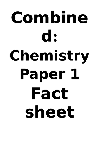 AQA Trilogy: Chemistry Paper 1 Fact Booklet HIGHER