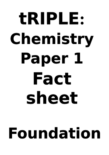 AQA Chemistry ONLY Paper 1 Fact Booklet FOUNDATION