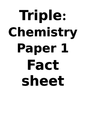 AQA Chemistry ONLY Paper 1 Fact Booklet HIGHER
