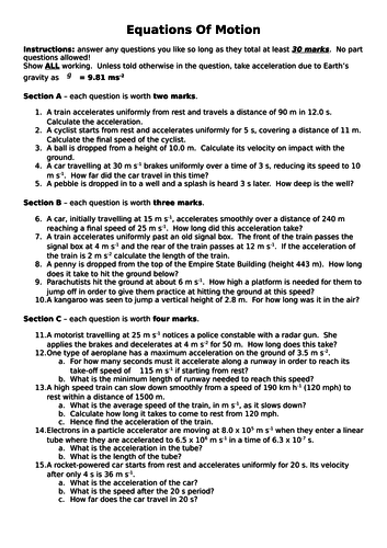 Equations of Motion (SUVAT) - A Level Physics (all exam boards)