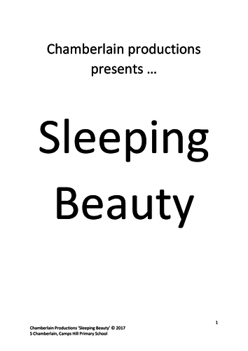 "Sleeping Beauty" Pantomime Script