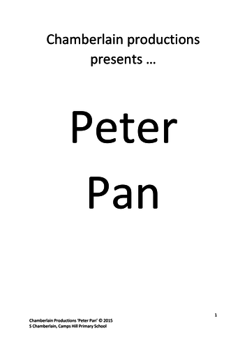 "Peter Pan" Key Stage 2 Production (script)