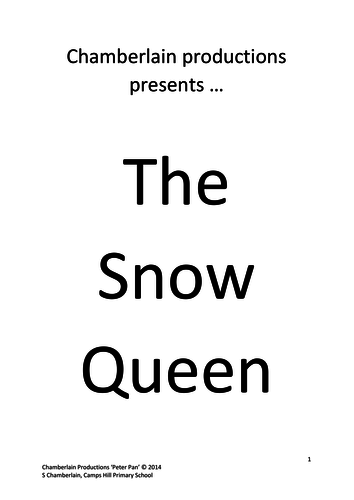 "The Snow Queen" KS2 Production (script)