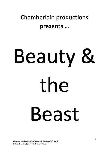 "Beauty and the Beast" Pantomime Script