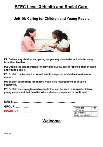 Unit 10 - Caring for Children and Young People