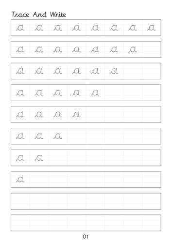Set of cursive small letters a to z dot to dot worksheets sheets