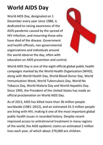 World AIDS Day Handout