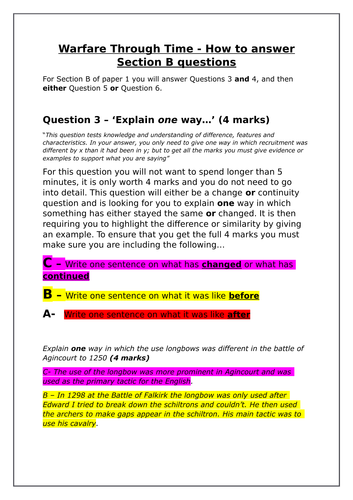 How to answer Section B of warfare through time