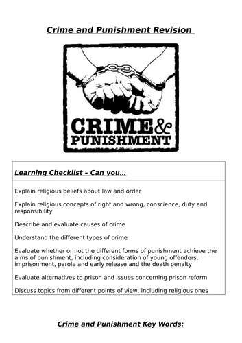 AQA GCSE 9-1 Religion, Crime and Punishment: Revision Work Booklet