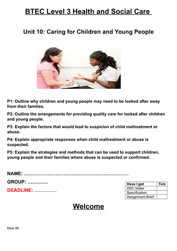 Unit 10 - Caring for Children and Young People Coursework
