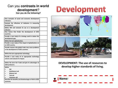 Development revision booklet
