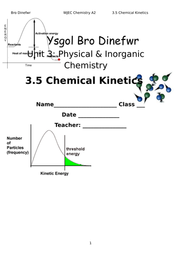 WJEC  A2 3.5 Chemical Kinetics UNIT of WORK