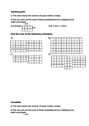 Written method for multiplication using area of rectangles as a context