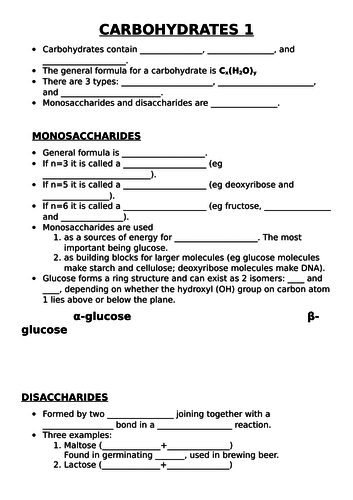 Carbohydrates notes