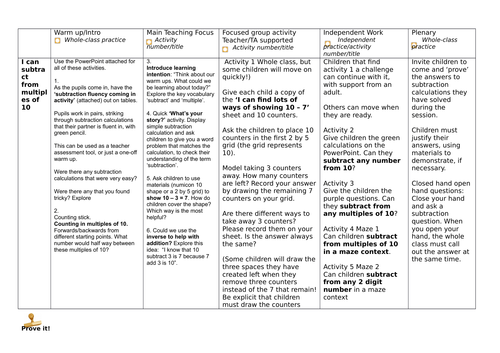 I can subtract from multiples of 10, subtraction, mastery, Year 3