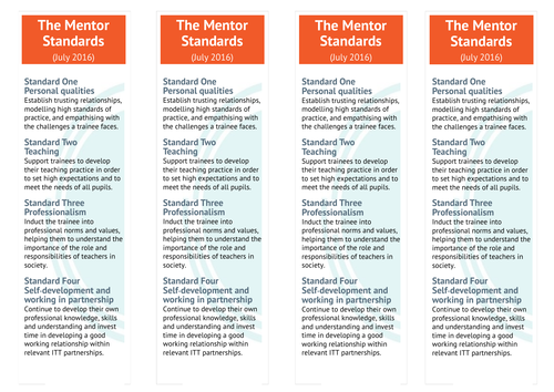 Mentor Standards Bookmark