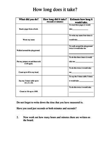 How long does it take - Year 3