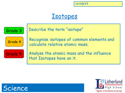 GCSE 9-1 Isotopes (Chemistry topic 1)