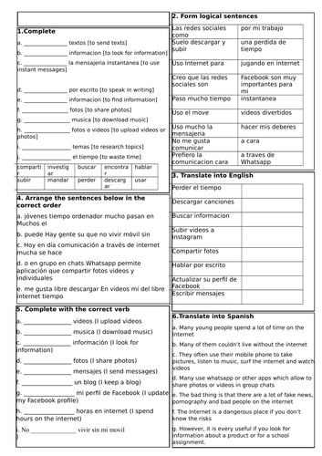 KS4 Spanish Revision quickie on: Internet / Mobile phone and young people