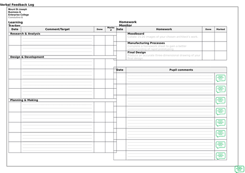 Pupil Learning Log