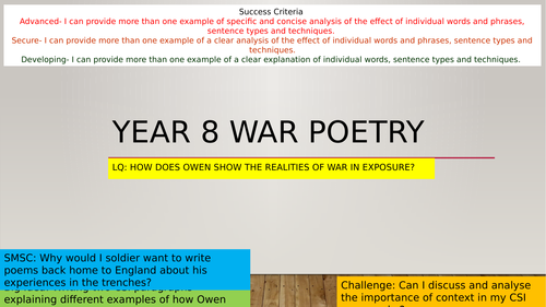 War Poetry Year 8 Exposure