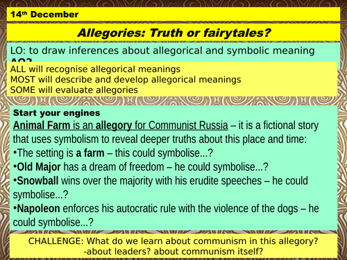 Extension Lesson - Animal Farm and Allegories AO3