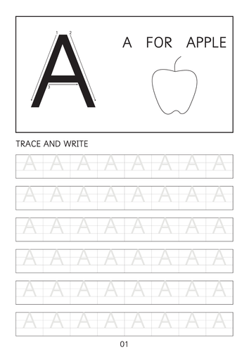 set of simple capital letters a to z line worksheets