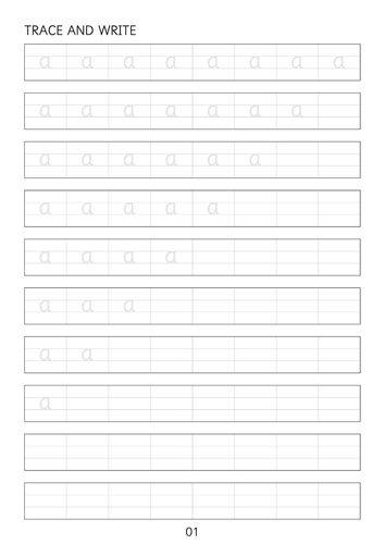 Set of simple small letters a to z line worksheets sheets