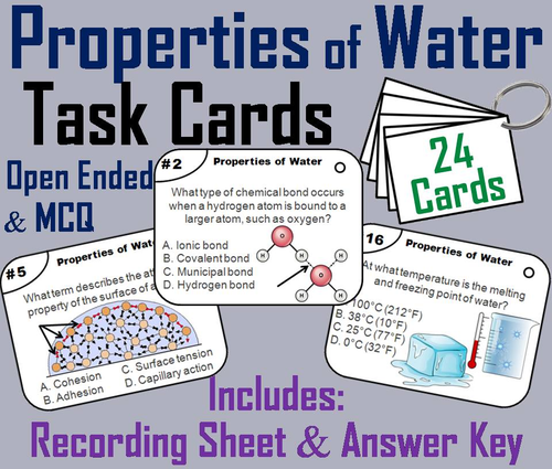 Properties of Water Task Cards