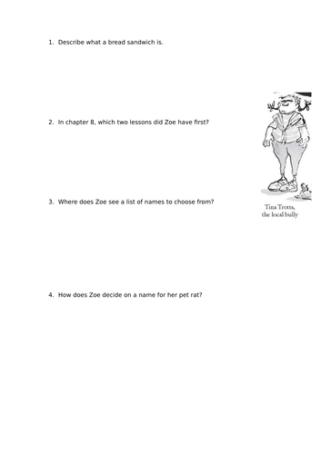 David Walliams RatBurgers Worksheets