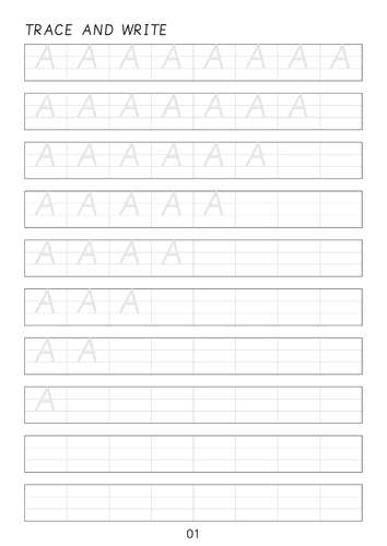 Set of cursive capital letters A to Z line worksheets sheets