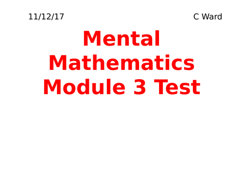 MODULE ASSESSMENT GCSE FOUNDATION: MULTI CHOICE NO MARKING