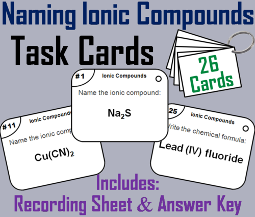 Naming Ionic Compounds Task Cards