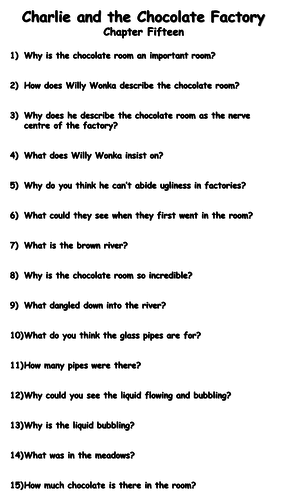 Charlie and the Chocolate Factory - Chapter Fifteen Reading Comprehension Questions