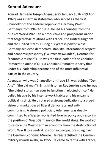 Konrad Adenauer Handout