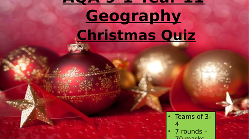 Year 11 AQA 9-1 Geography Christmas Quiz