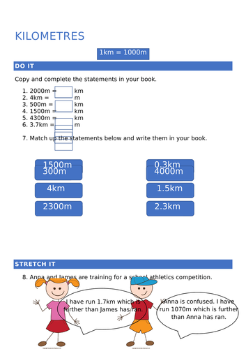 Y4 Converting Metres To Kilometres Teaching Resources