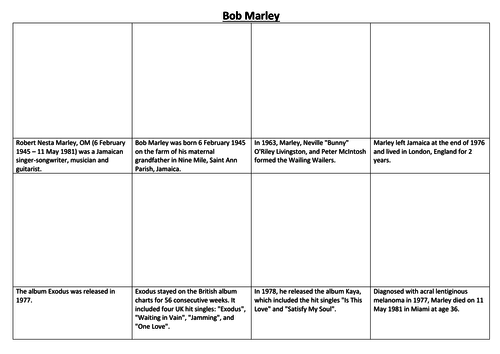 Bob Marley Comic Strip and Storyboard