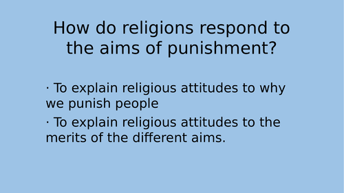 Lesson on religious views on the aims of Punishment