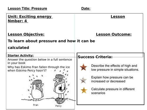 Pressure and Calculations
