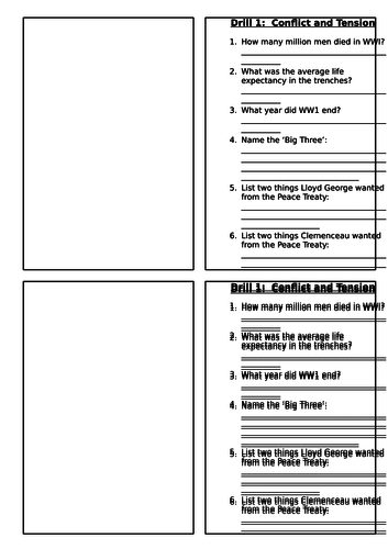 1918-1939 GCSE AQA History Bundle of 8 Entry Task Quizzes, Answer Sheets and Tracker