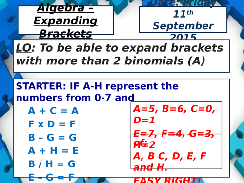 KS4 Expanding Brackets (Double & Triple) / Pascals Triangle Intro