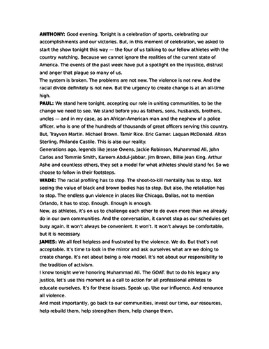 Black lives matter - Speech writing and speech analysis