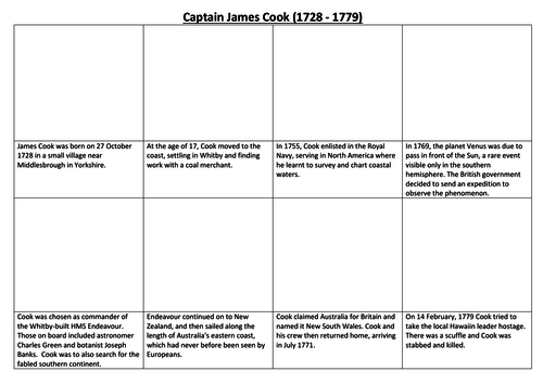 Captain James Cook Comic Strip and Storyboard