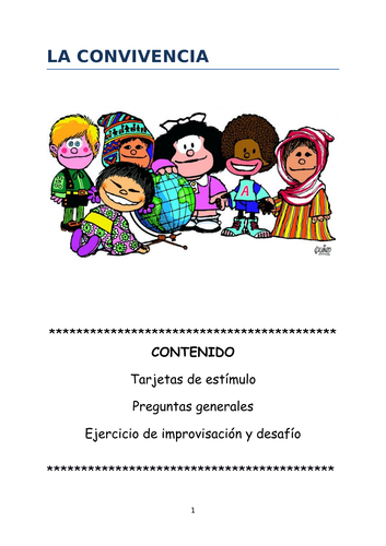 Speaking cards, questions and game La convivencia (new AL2 AQA)