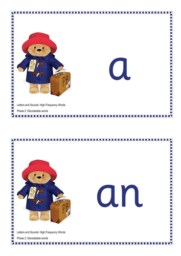 Paddington Bear themed High Frequency Words Phase 2