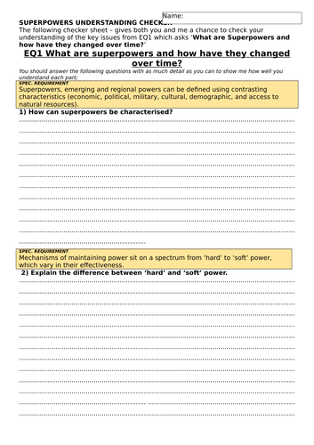 Edexcel A Level Superpowers Understanding Checker