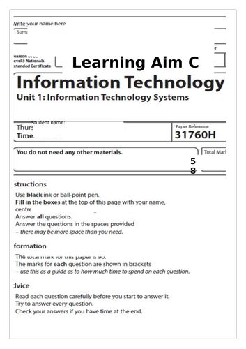 BTEC ICT Level 3 Unit 1: Information Technology Systems, Learning Aim C